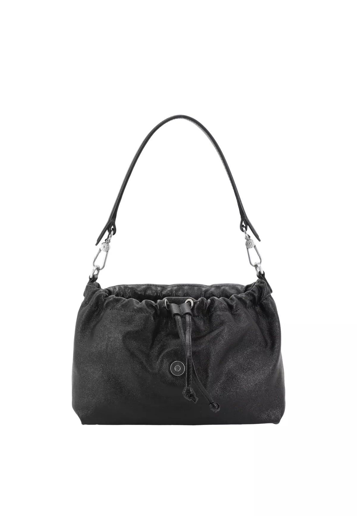 ABRO - Sac porté épaule en cuir lisse TEMI Medium Noir
