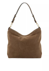 ABRO - Grand sac porté épaule en daim SIGNATURE Khaki