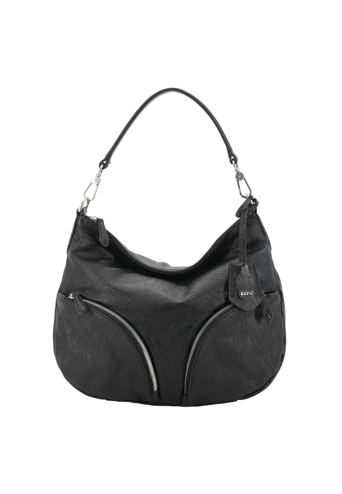 ABRO - Sac porté épaule en cuir effet délavé CARGO MEDIUM Noir