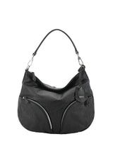 ABRO - Sac porté épaule en cuir effet délavé CARGO MEDIUM Noir