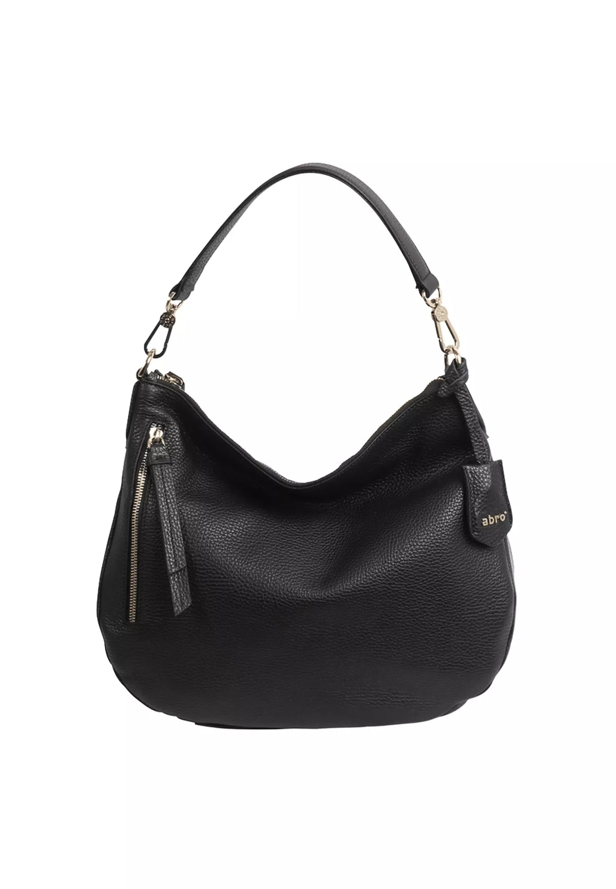ABRO - Sac porté épaule en cuir grainé TEMI STITCH Noir