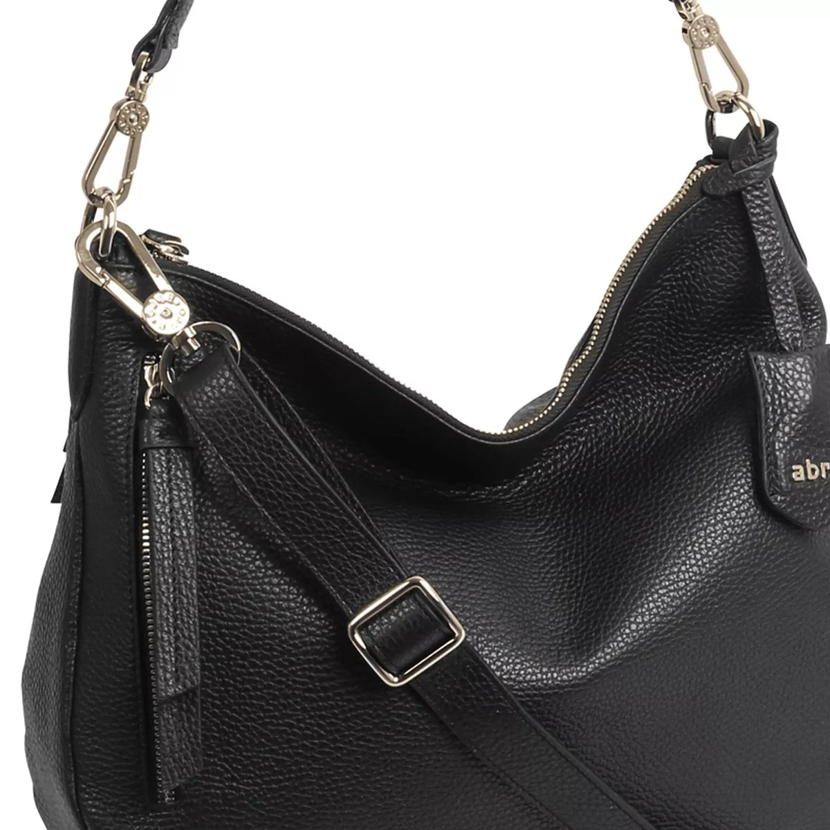 ABRO - Sac porté épaule en cuir grainé TEMI STITCH Noir