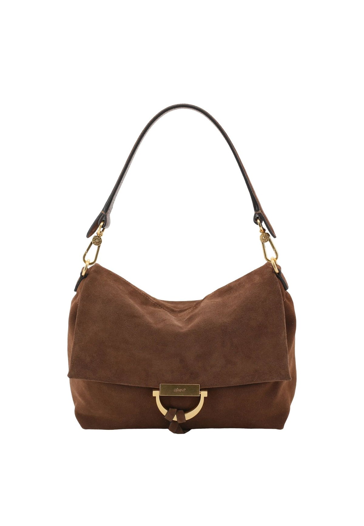ABRO - Sac porté épaule en daim TEMI Medium Brun