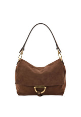ABRO - Sac porté épaule en daim TEMI Medium Brun