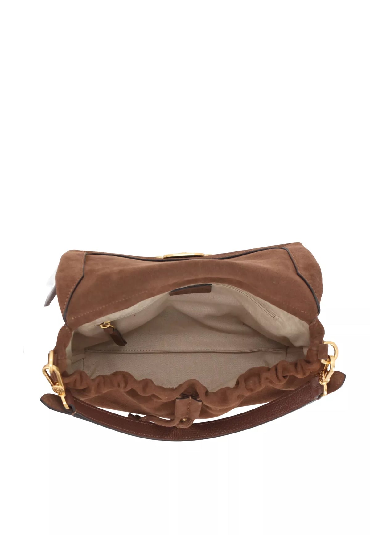 ABRO - Sac porté épaule en daim TEMI Medium Brun