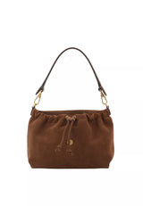 ABRO - Sac porté épaule en daim TEMI Medium Brun