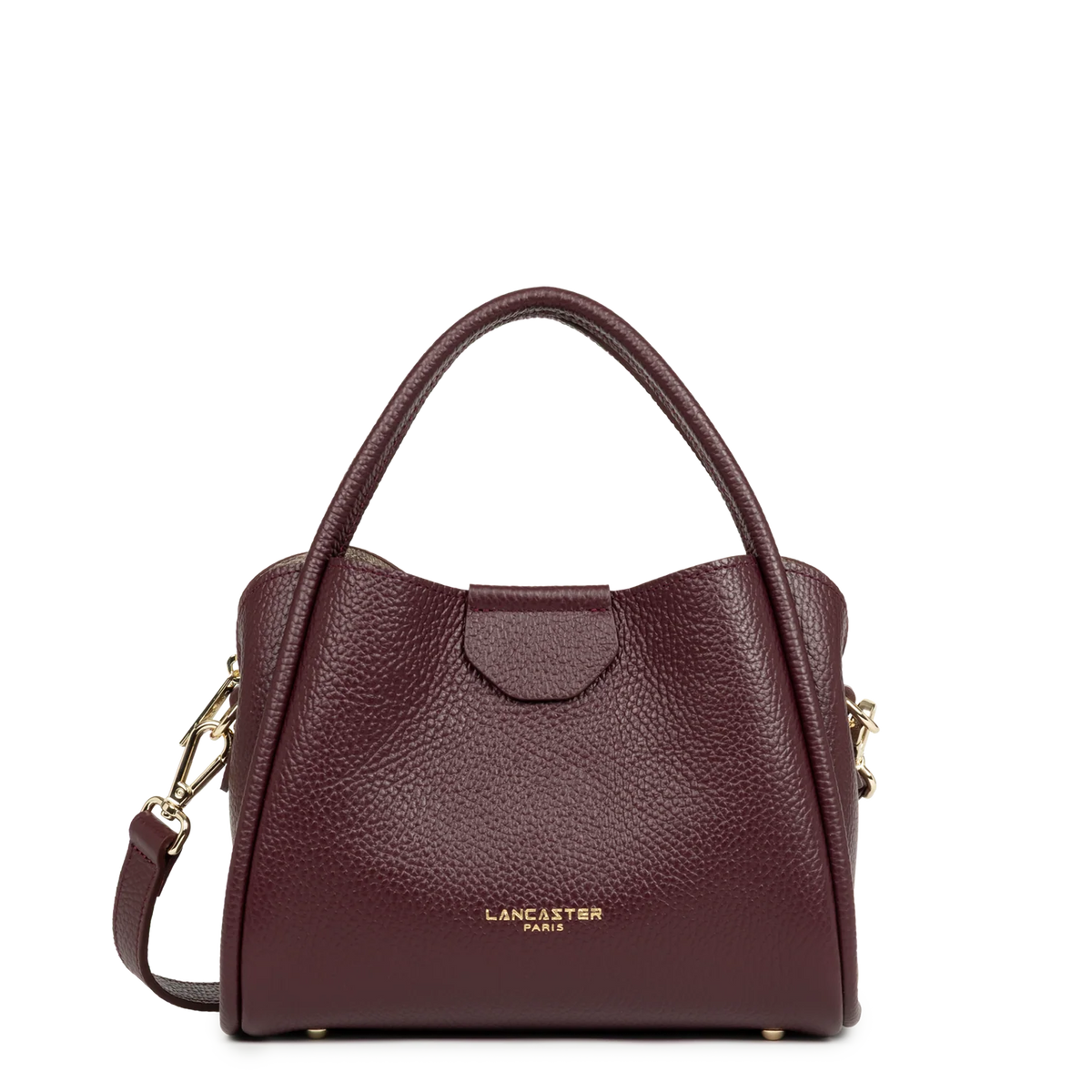 LANCASTER - Petit sac à main Ida Double en cuir grainé bordeaux