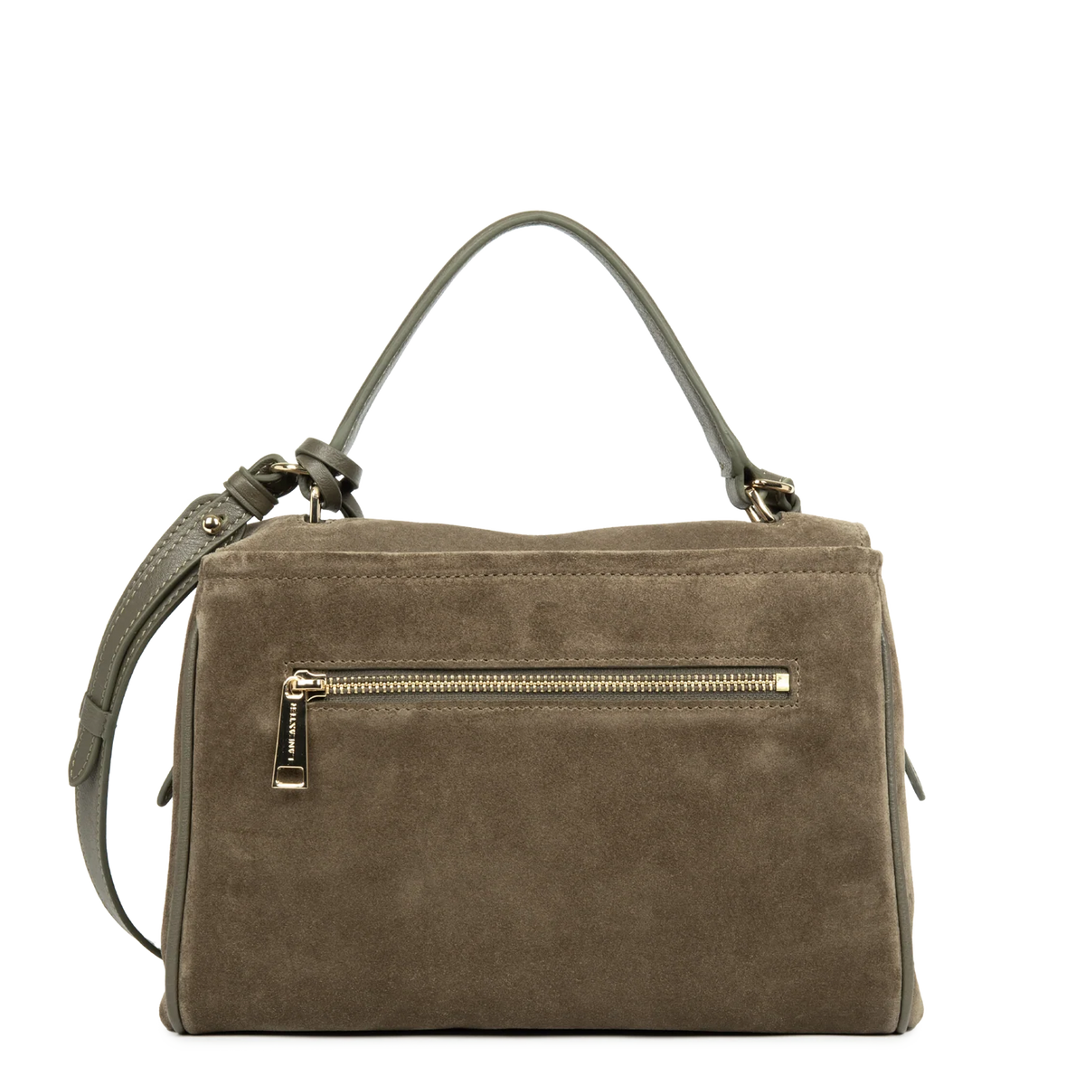 LANCASTER - Sac porté main cuir velours Suède Grace Khaki