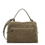 LANCASTER - Sac porté main cuir velours Suède Grace Khaki