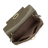 LANCASTER - Sac porté main cuir velours Suède Grace Khaki