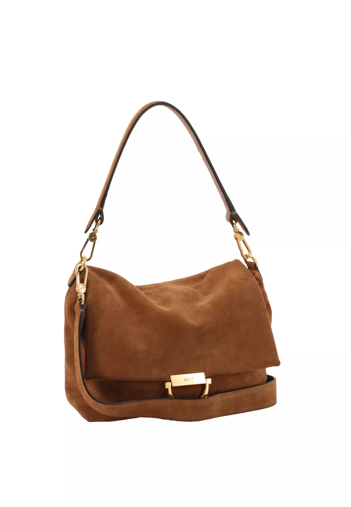 ABRO - Sac porté épaule en daim TEMI Medium Cognac