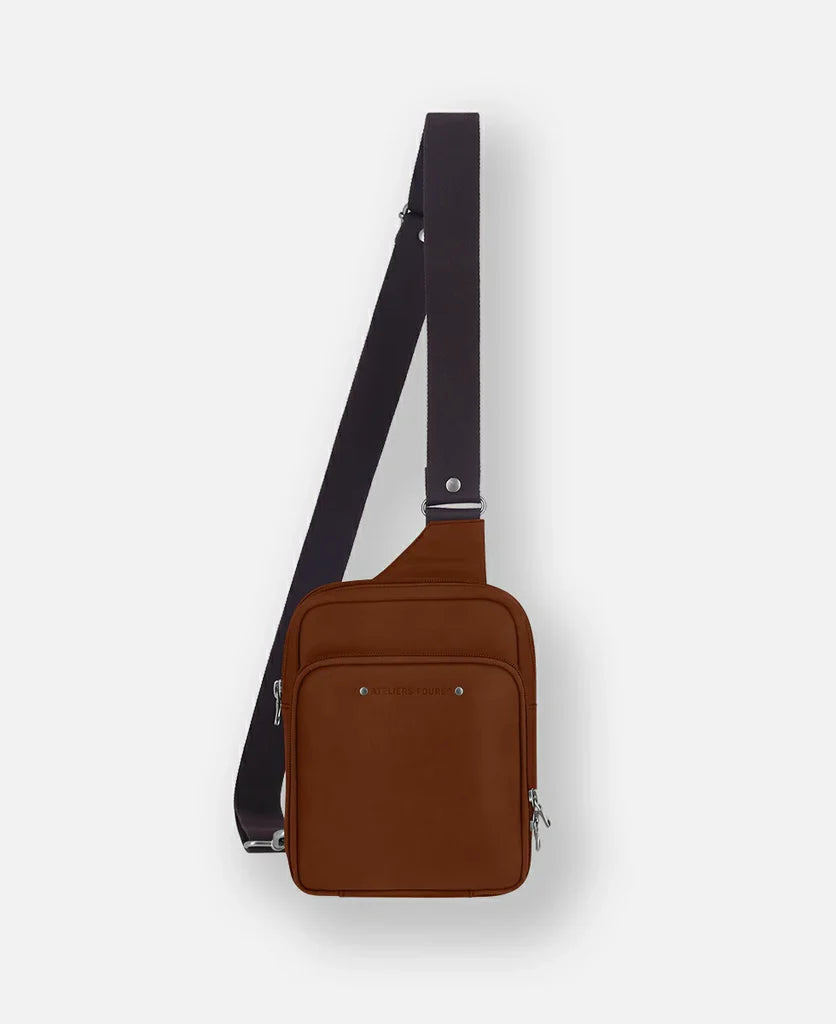 LES ATELIERS FOURÈS - Sac porté croisé  Euripide cuir - Fauve
