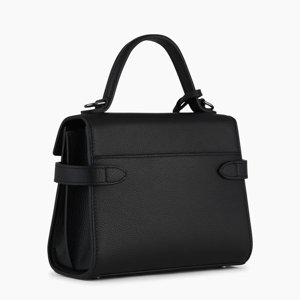 LE TANNEUR - Petit sac à main à rabat en cuir grainé - Emilie - Noir