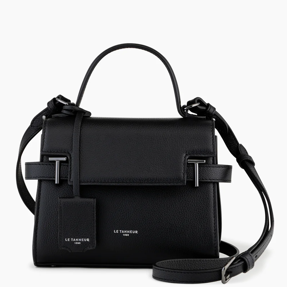 LE TANNEUR - Petit sac à main à rabat en cuir grainé - Emilie - Noir