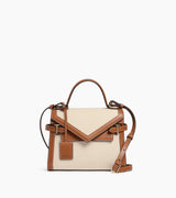 LE TANNEUR- Sac à main double rabat moyen modèle Emilie toile et cuir naturel Tan
