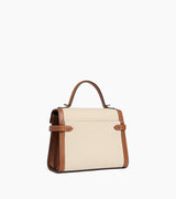 LE TANNEUR- Sac à main double rabat moyen modèle Emilie toile et cuir naturel Tan