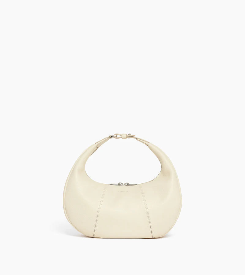 LE TANNEUR- Petit sac bandoulière souple Juliette cuir grainé blanc fleur de sel