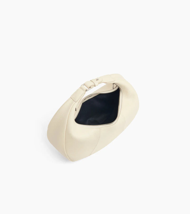 LE TANNEUR- Petit sac bandoulière souple Juliette cuir grainé blanc fleur de sel