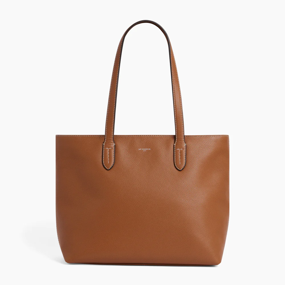 LE TANNEUR - Sac cabas en cuir grainé - Sophie - Marron