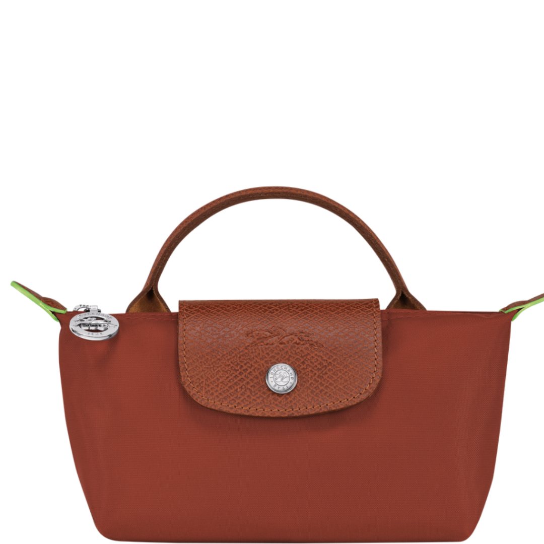 LONGCHAMP - Trousse cosmétiques avec poignée - Le Pliage Green - Toile recyclée - Chataigne