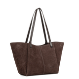 LANCASTER - Sac cabas porté épaule en cuir velours Marron