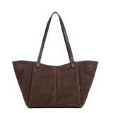 LANCASTER - Sac cabas porté épaule en cuir velours Marron