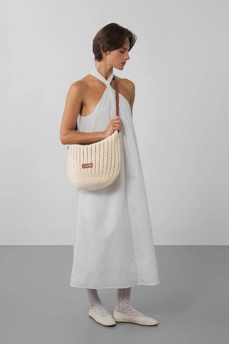 LANCASTER - Sac besace tressé coton
