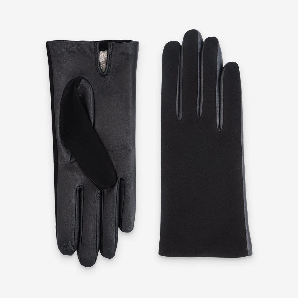 Glove Story - Gants femme cuir bimatière Noir