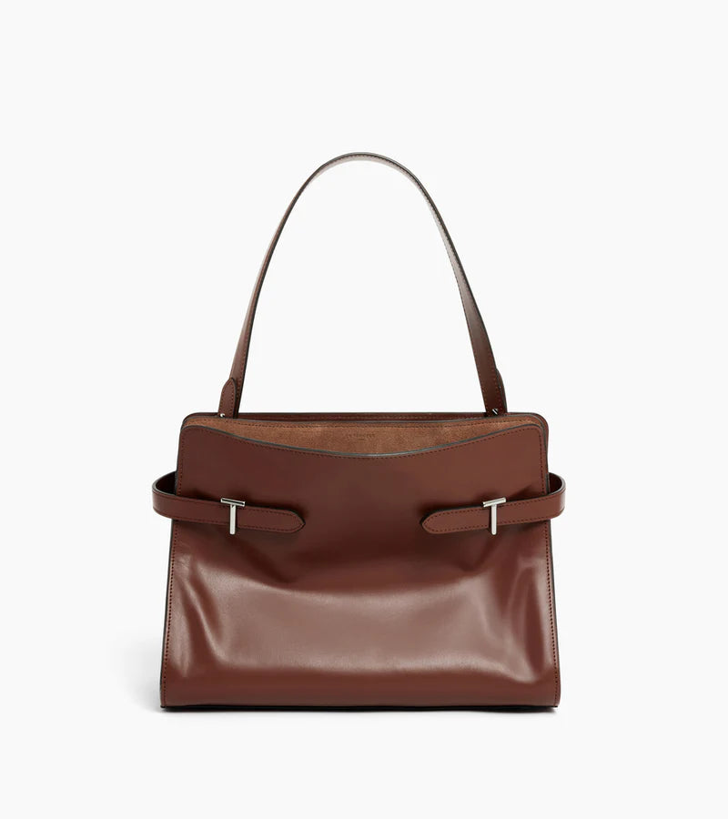 LE TANNEUR- Sac porté épaule grand modèle Emie en cuir lisse et ebène