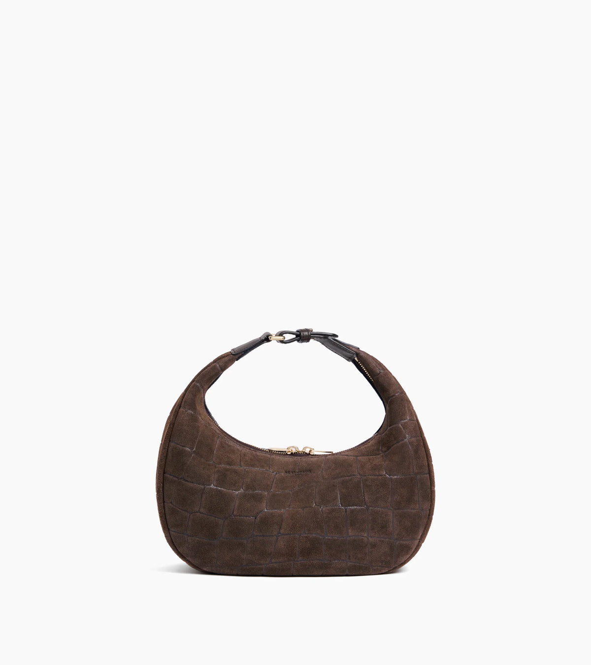LE TANNEUR- Petit sac à main en cuir refente de velours embossé crocodile