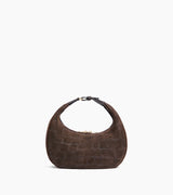 LE TANNEUR- Petit sac à main en cuir refente de velours embossé crocodile