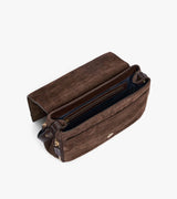 LE TANNEUR- Aurore Petit sac bandoulière en cuir refente de velours embossé crocodile
