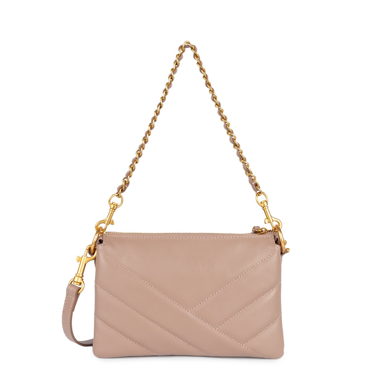 LANCASTER - Sac chaine - Soft Matelassé - Galet Rosé