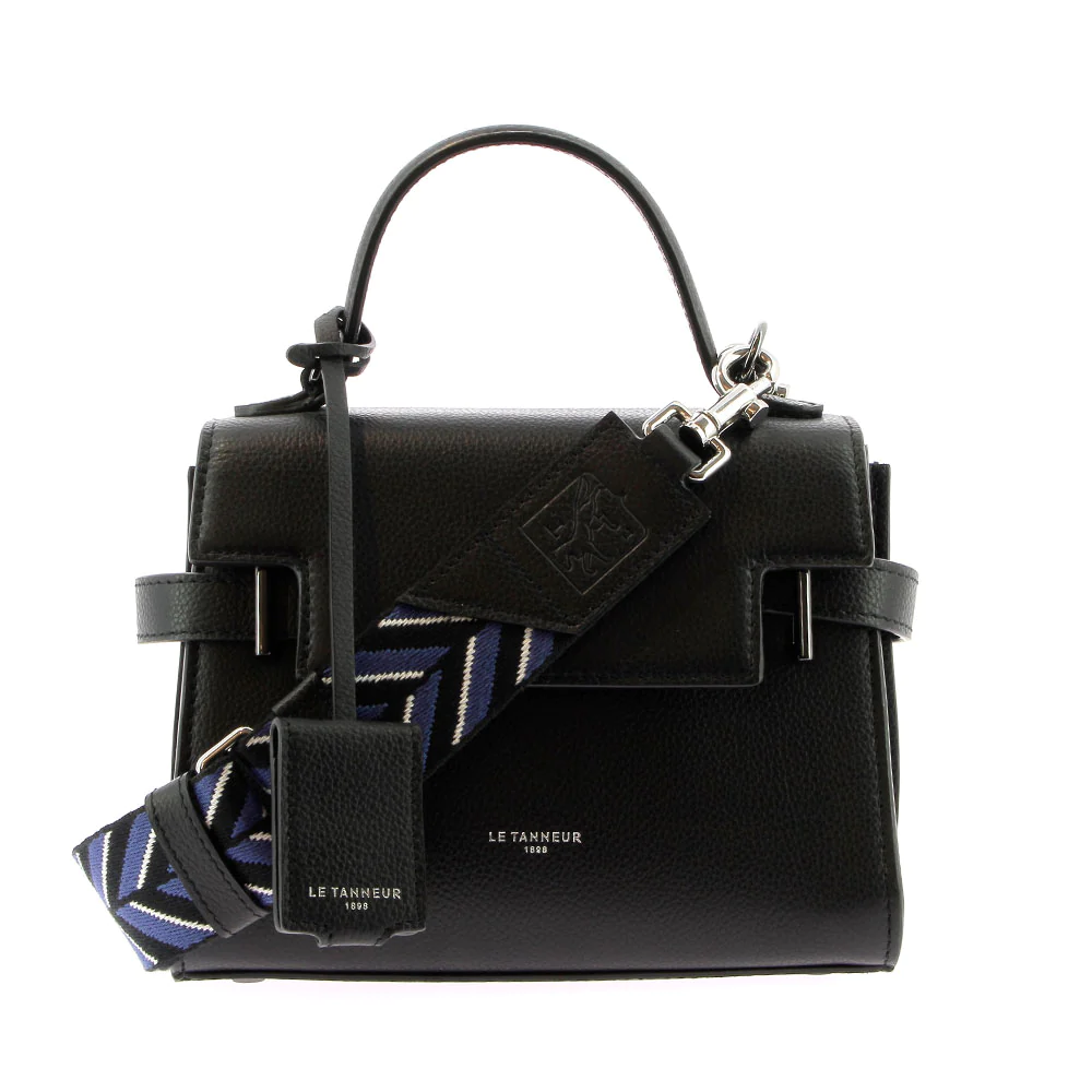 LE TANNEUR - Petit sac à main à rabat en cuir grainé - Emilie - Noir