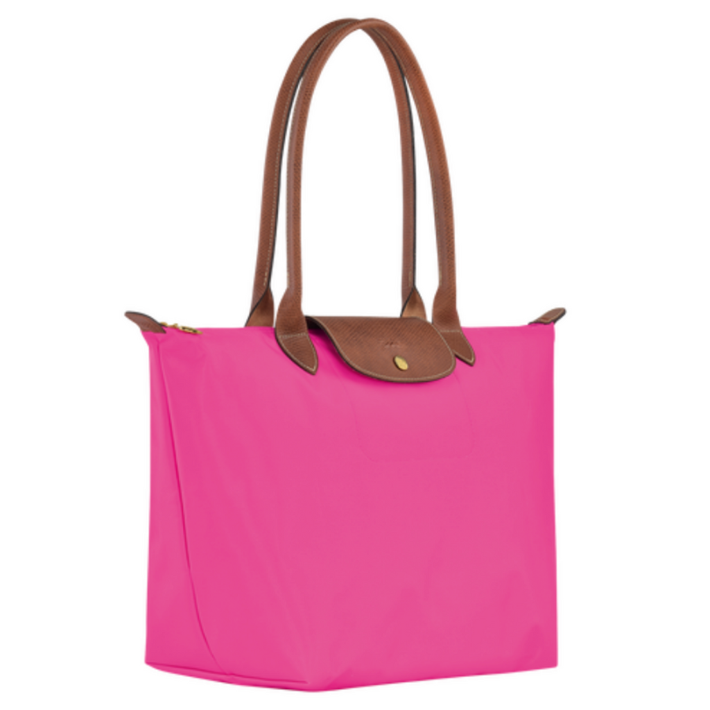 Sac porté épaule en toile et cuir LONGCHAMP gamme Le Pliage Original couleur rose candy