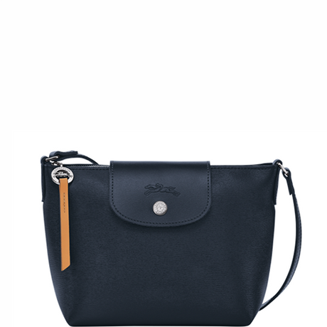 Sac porté travers à rabat en toile enduite LONGCHAMP gamme Le Pliage City couleur bleu marine