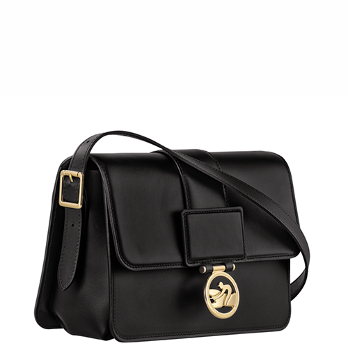 Sac bandoulière en cuir lisse LONGCHAMP gamme Box Trot couleur noir