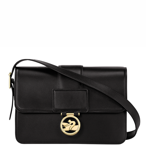 Sac bandoulière en cuir lisse LONGCHAMP gamme Box Trot couleur noir