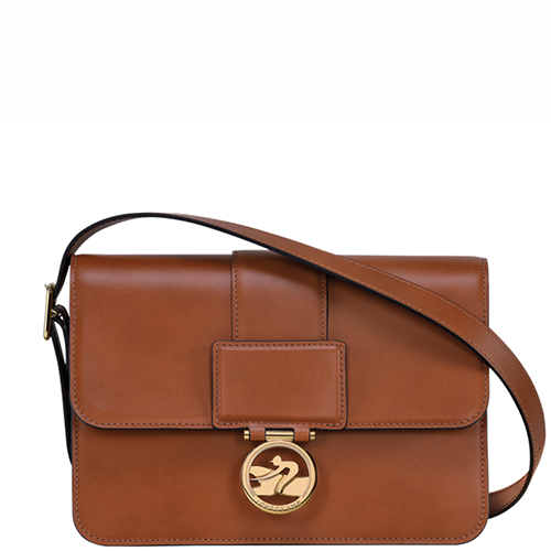 Sac bandoulière en cuir lisse LONGCHAMP gamme Box Trot couleur orange