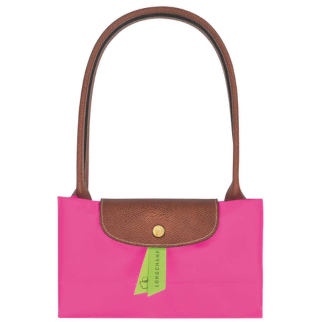 Sac porté épaule en toile et cuir LONGCHAMP gamme Le Pliage Original couleur rose candy
