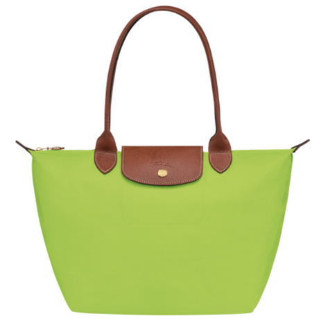 Sac porté épaule en toile LONGCHAMP Le Pliage Original couleur vert clair ref 1899089