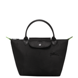 Sac porté main en toile et cuir LONGCHAMP gamme Le Pliage Green couleur noir