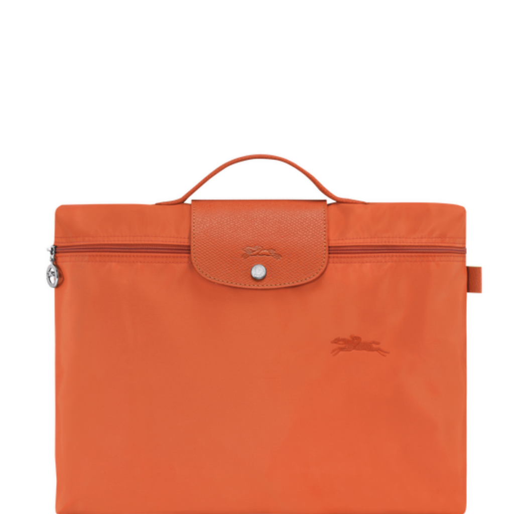Porte-documents en toile et cuir LONGCHAMP gamme Le Pliage Club couleur orange carotte
