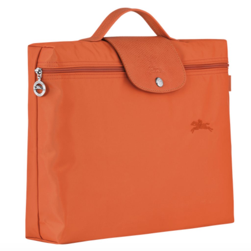 Porte-documents en toile et cuir LONGCHAMP gamme Le Pliage Club couleur orange carotte