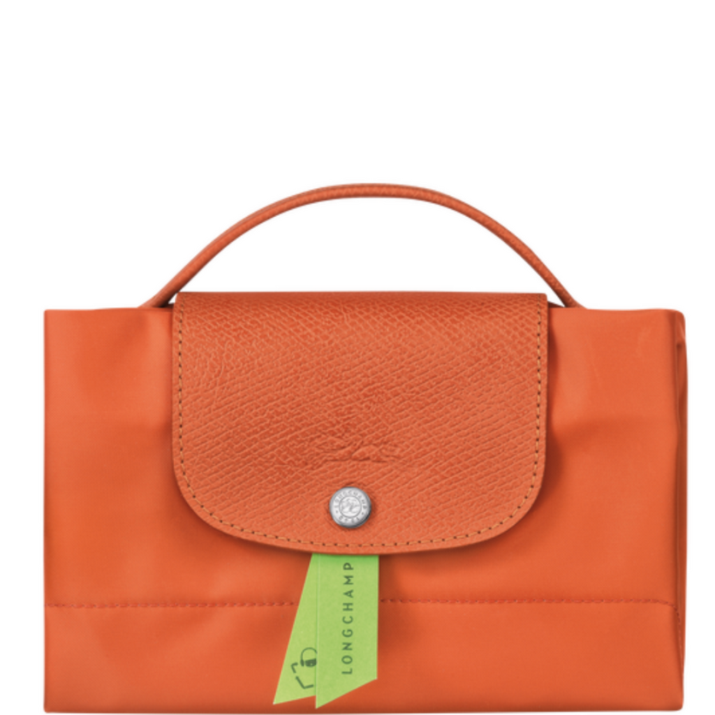 Porte-documents en toile et cuir LONGCHAMP gamme Le Pliage Club couleur orange carotte