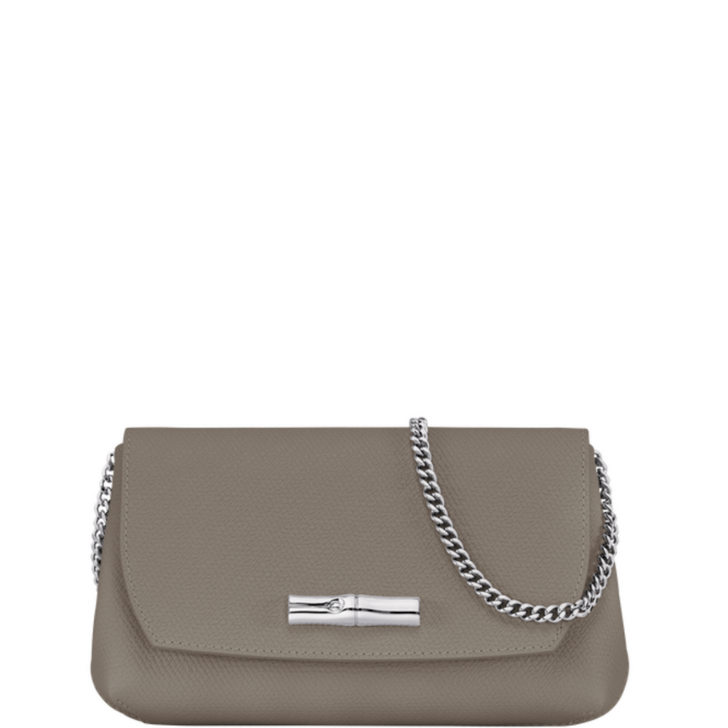 Pochette en cuir LONGCHAMP gamme Roseau couleur gris tourterelle