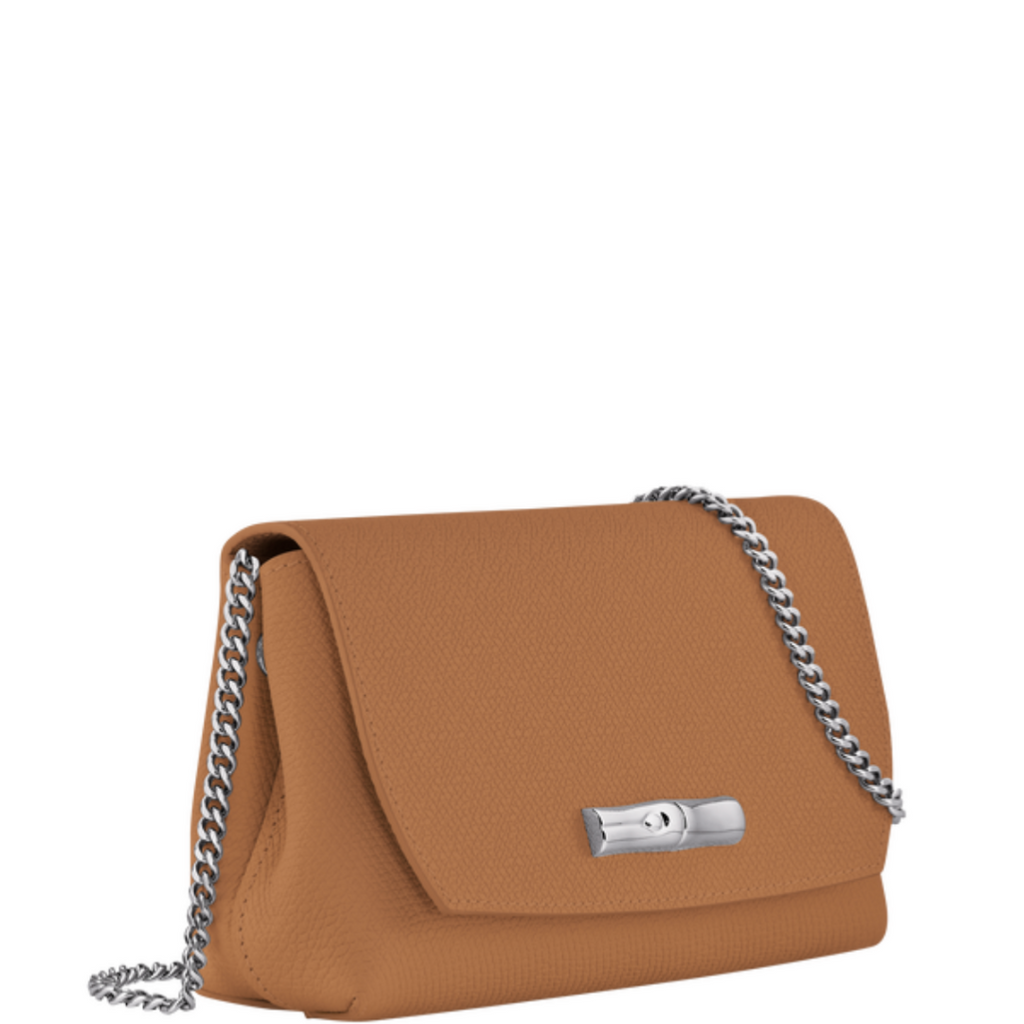 Pochette en cuir LONGCHAMP gamme Roseau couleur marron camel naturel