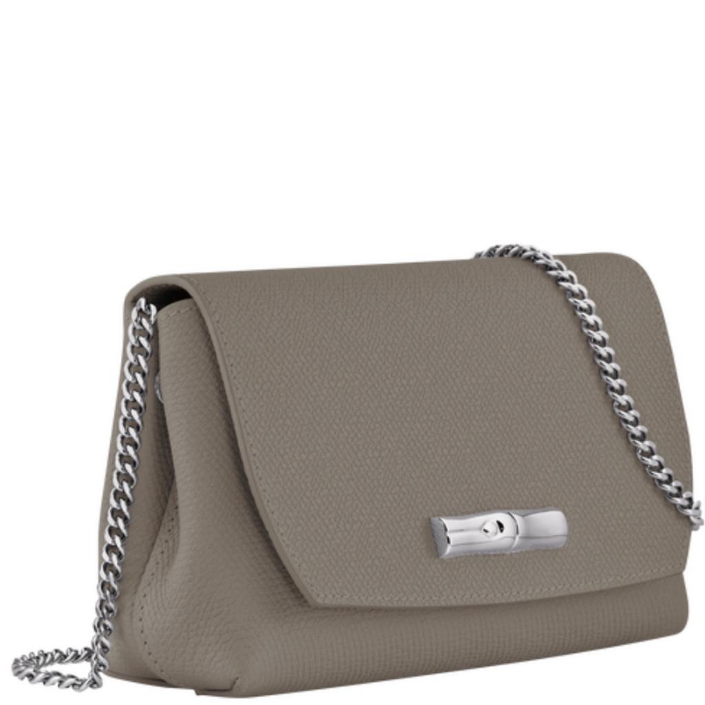 Pochette en cuir LONGCHAMP gamme Roseau couleur gris tourterelle