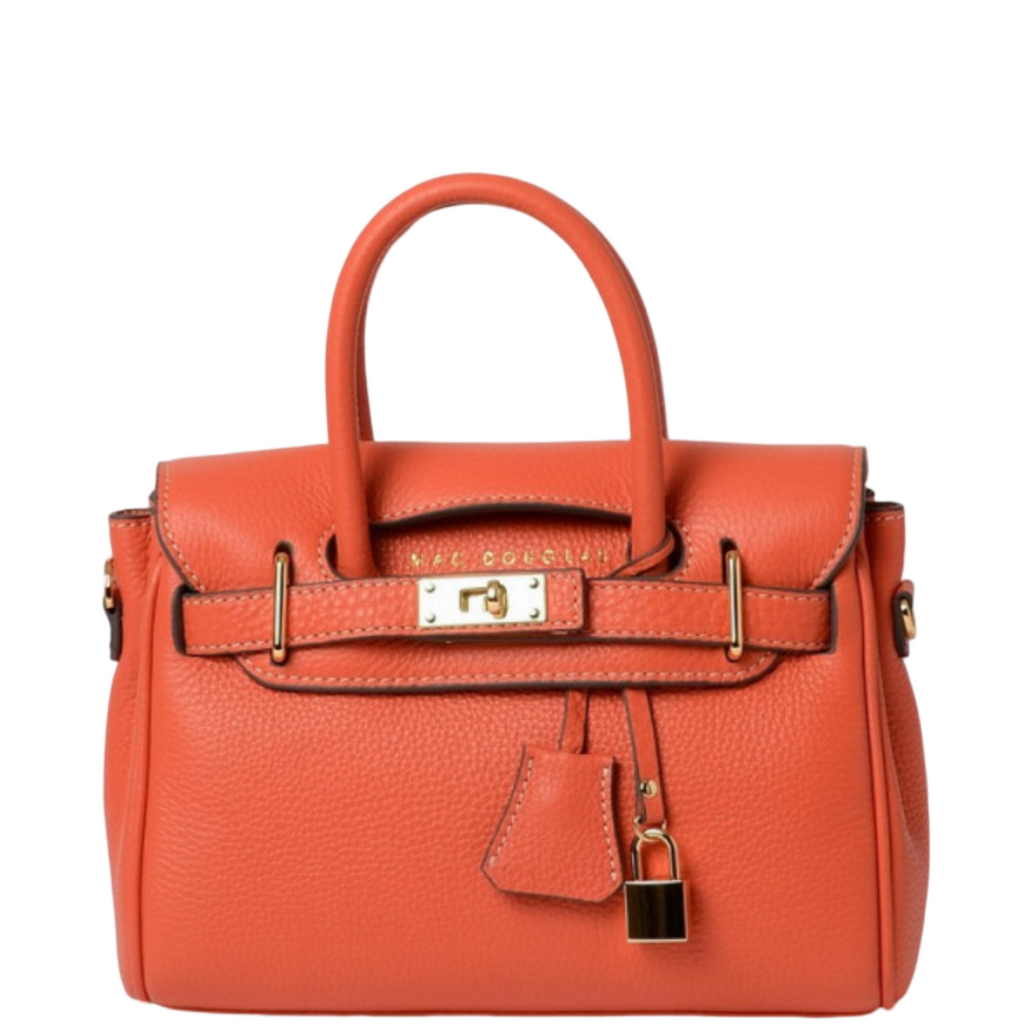Mini sac porté main en cuir orange pêche gamme "Pyla Romy"
