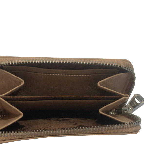 LONGCHAMP - Le Pliage Cuir - Porte-cartes/porte monnaie - beige doré BAGADIE PARIS